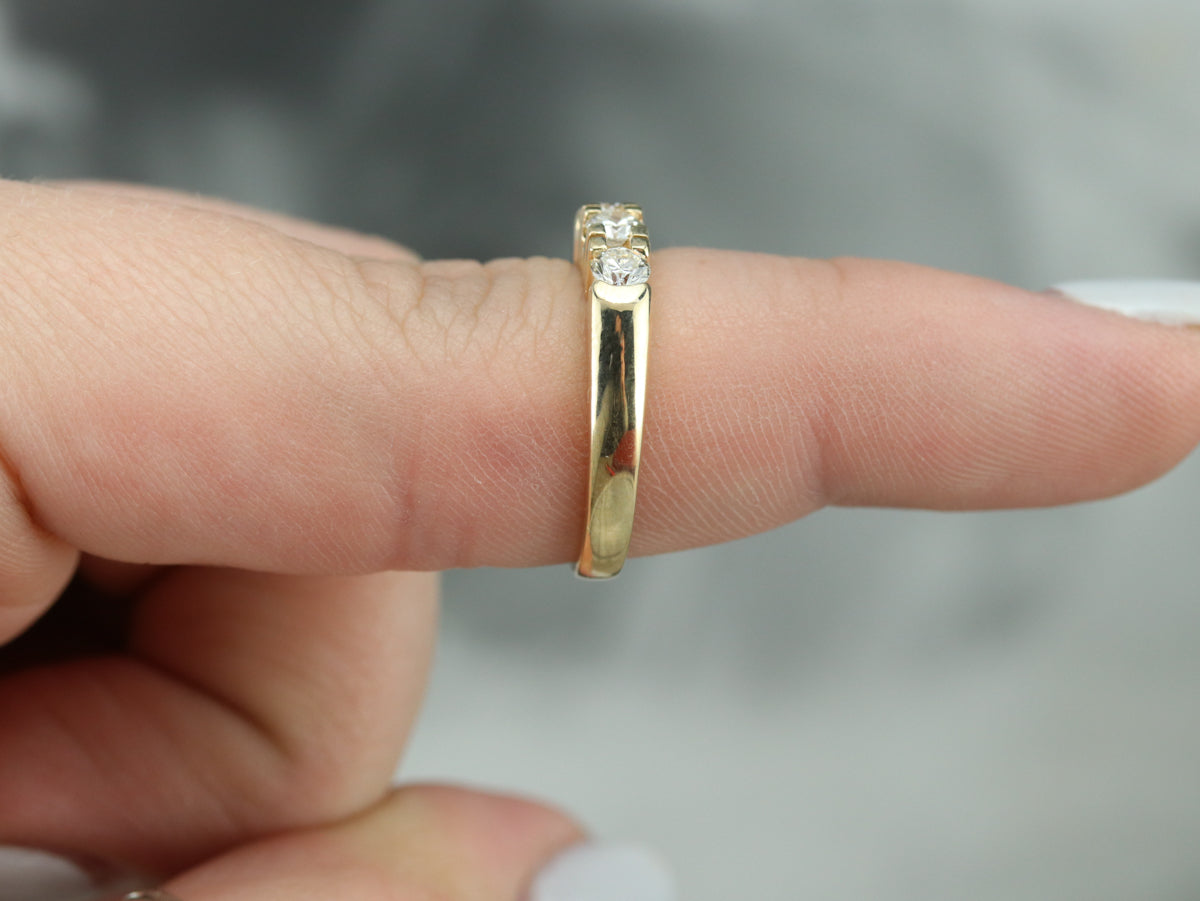 Three Diamond Gold Wedding Band