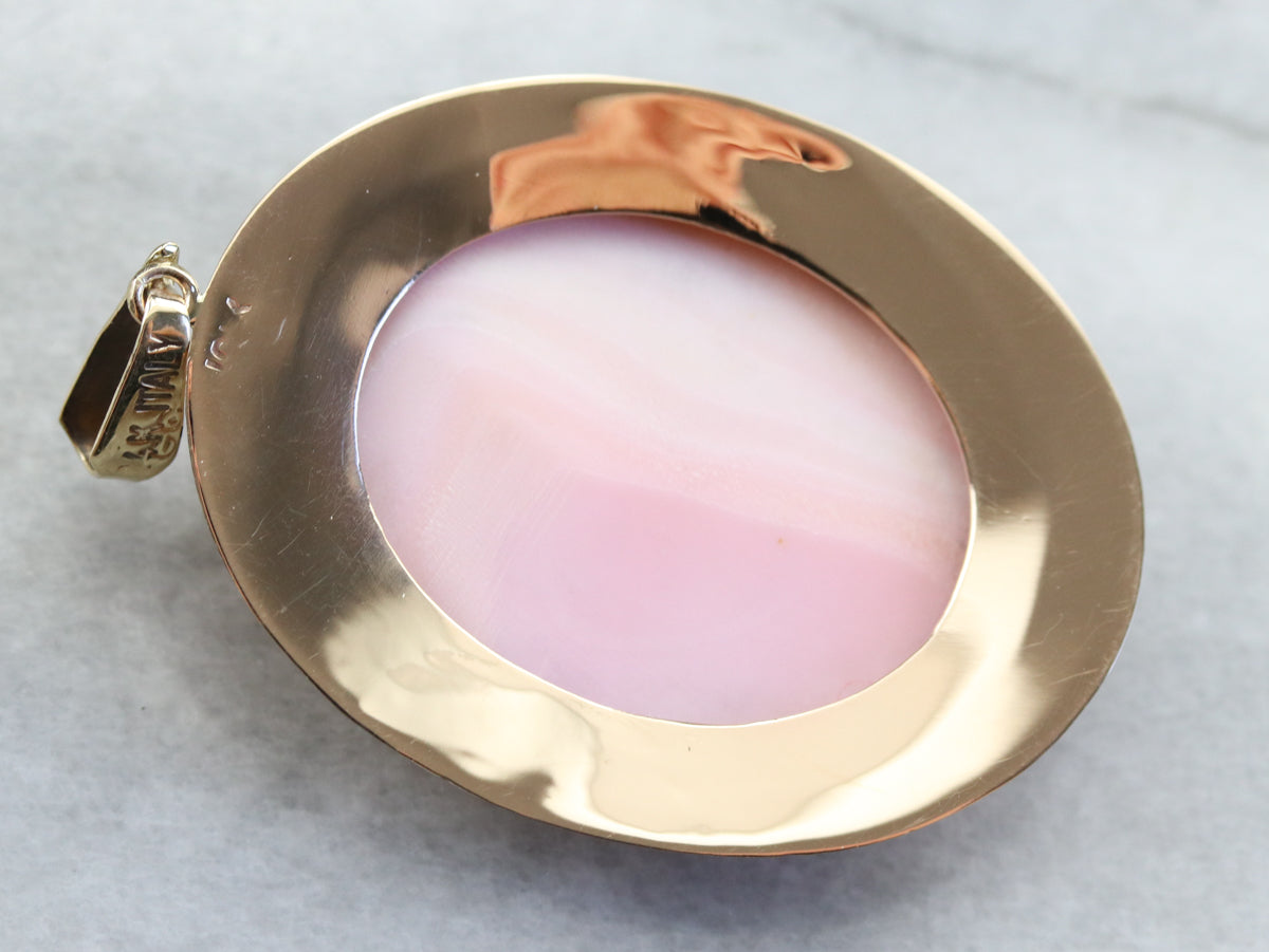 Vintage Pink Shell Cameo Pendant