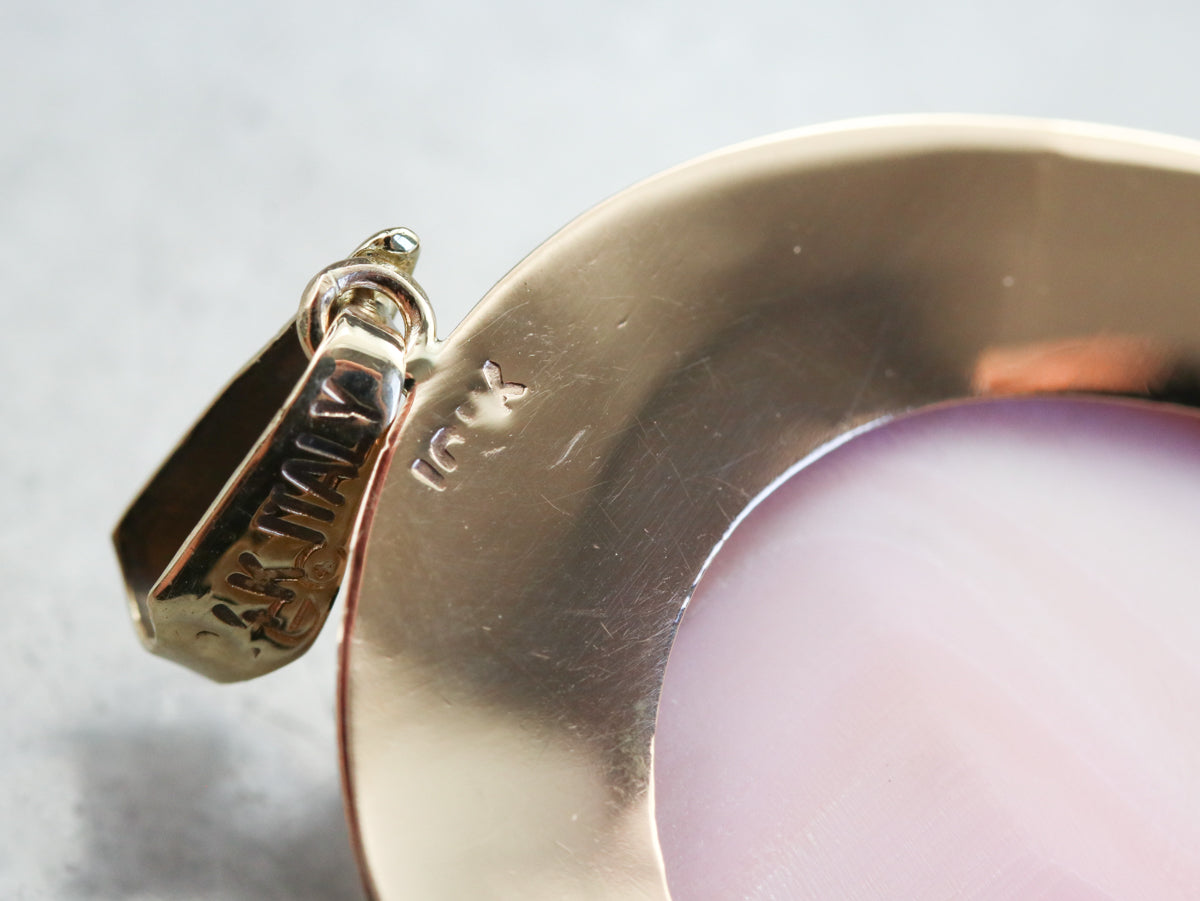 Vintage Pink Shell Cameo Pendant