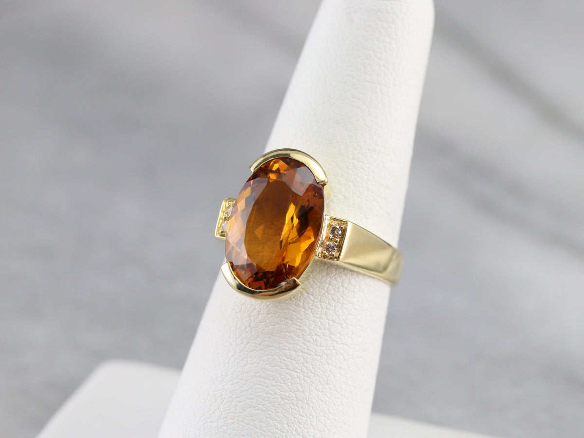 Citrine and Diamond Statement Ring