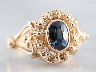 Gold Filigree Sapphire Ring