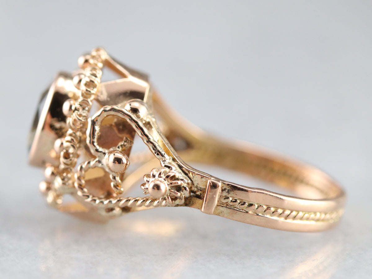 Gold Filigree Sapphire Ring