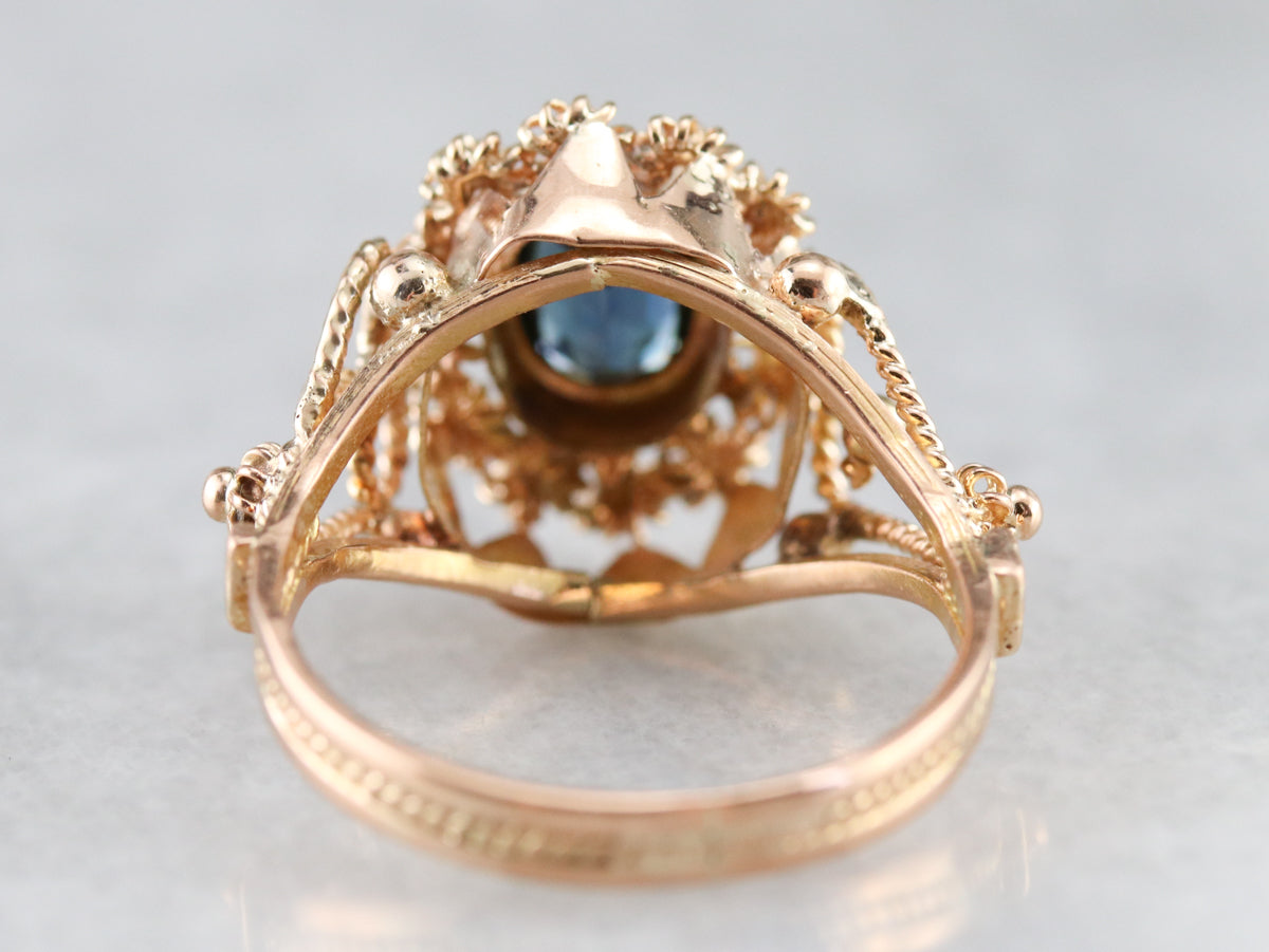 Gold Filigree Sapphire Ring