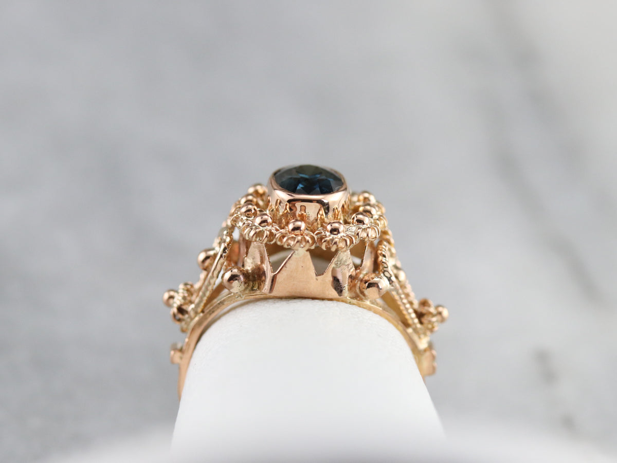 Gold Filigree Sapphire Ring