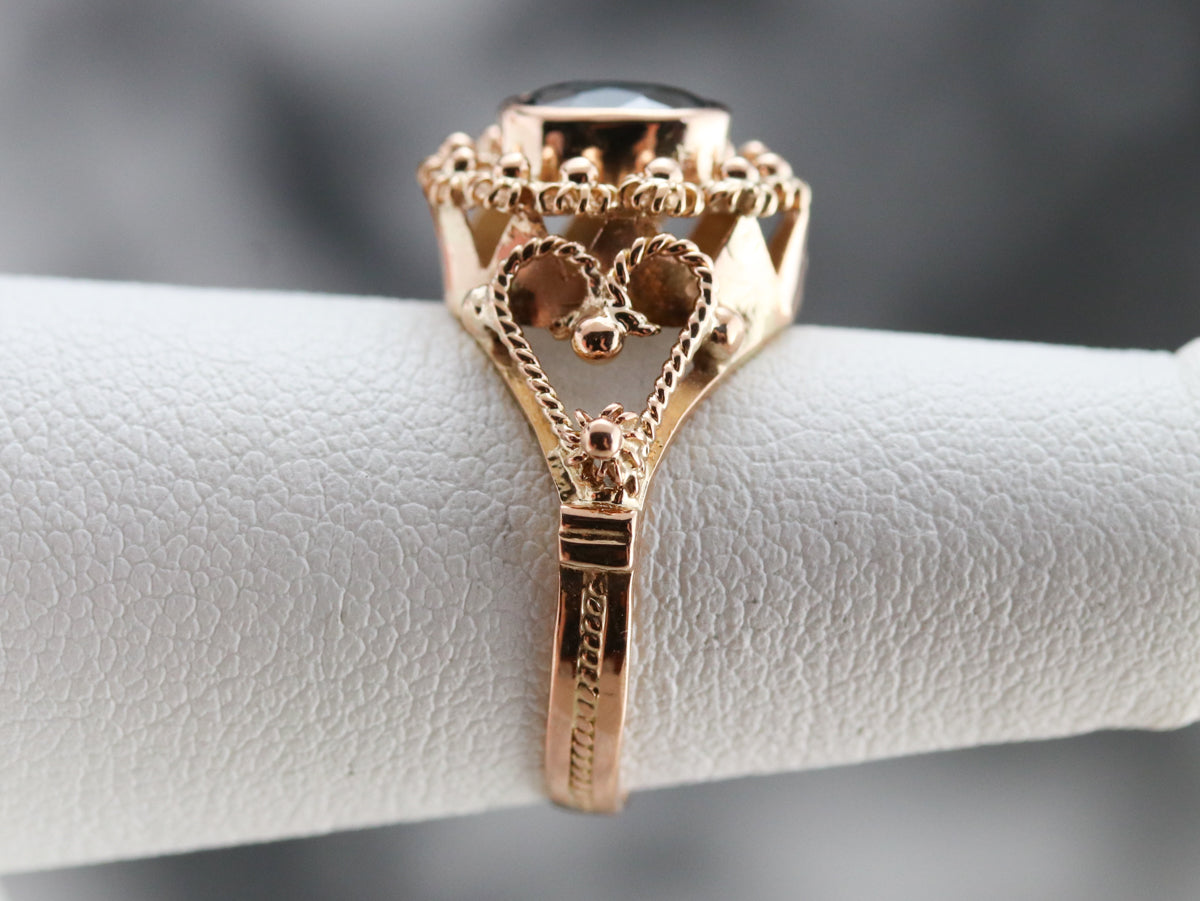 Gold Filigree Sapphire Ring