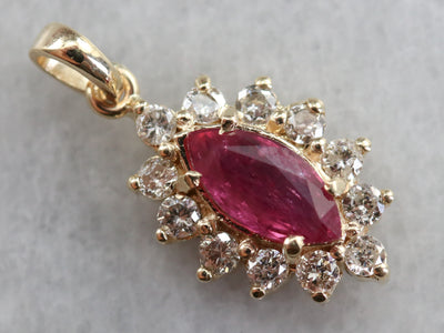 Marquise Ruby Halo Pendant