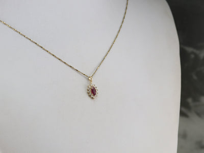 Marquise Ruby Halo Pendant