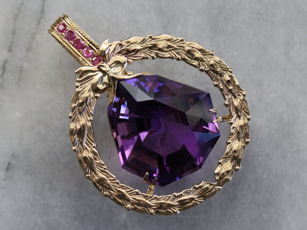 Amethyst and Ruby Statement Pendant
