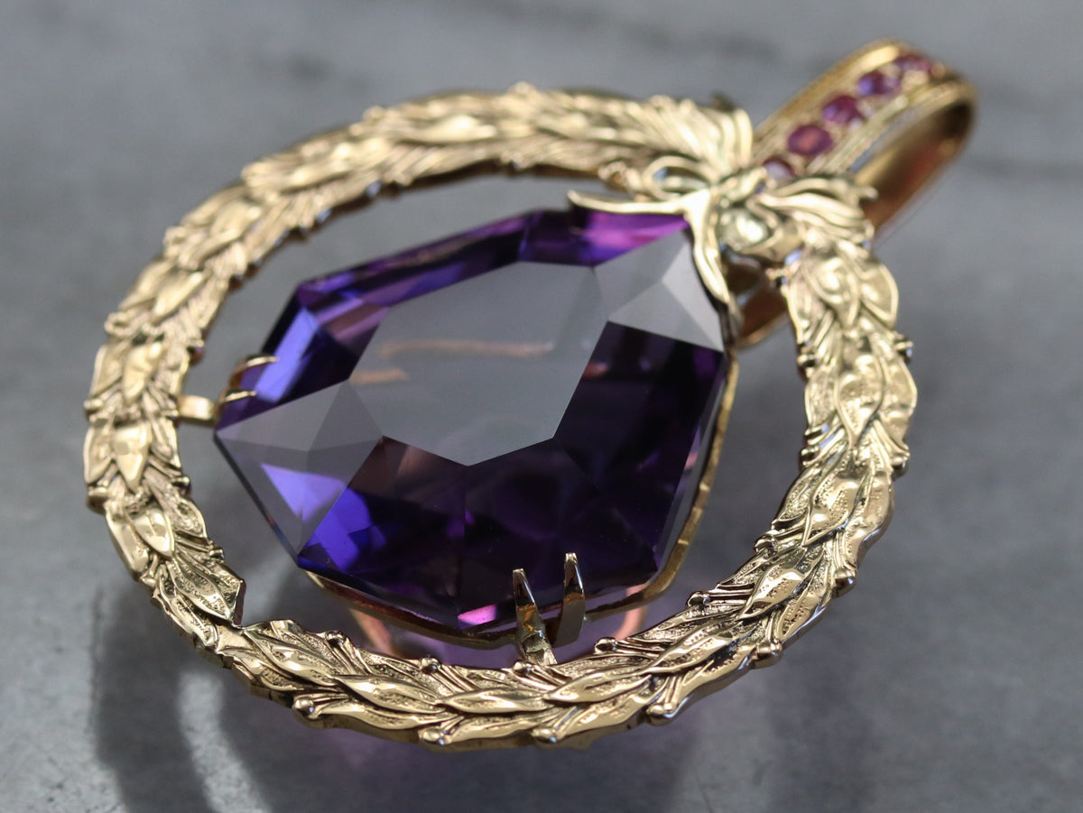Amethyst and Ruby Statement Pendant