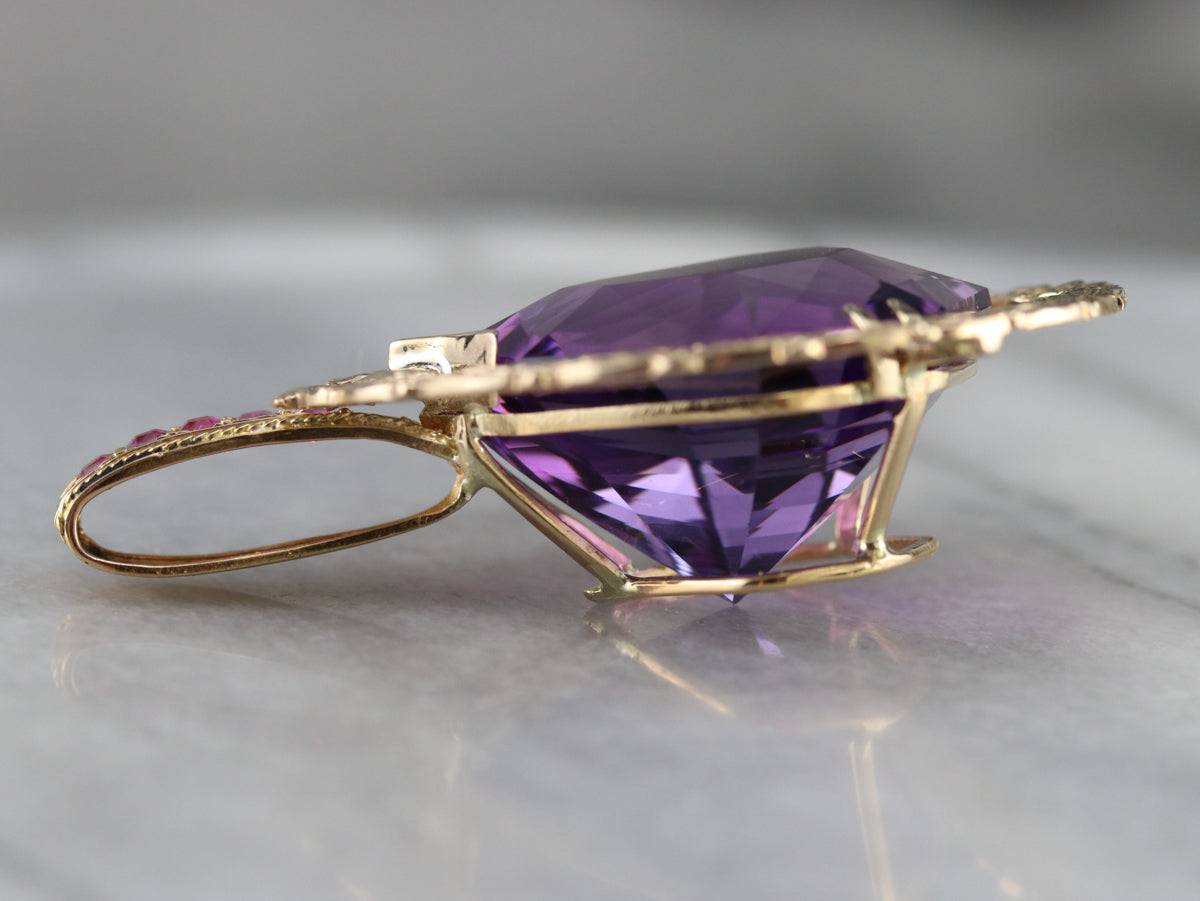 Amethyst and Ruby Statement Pendant