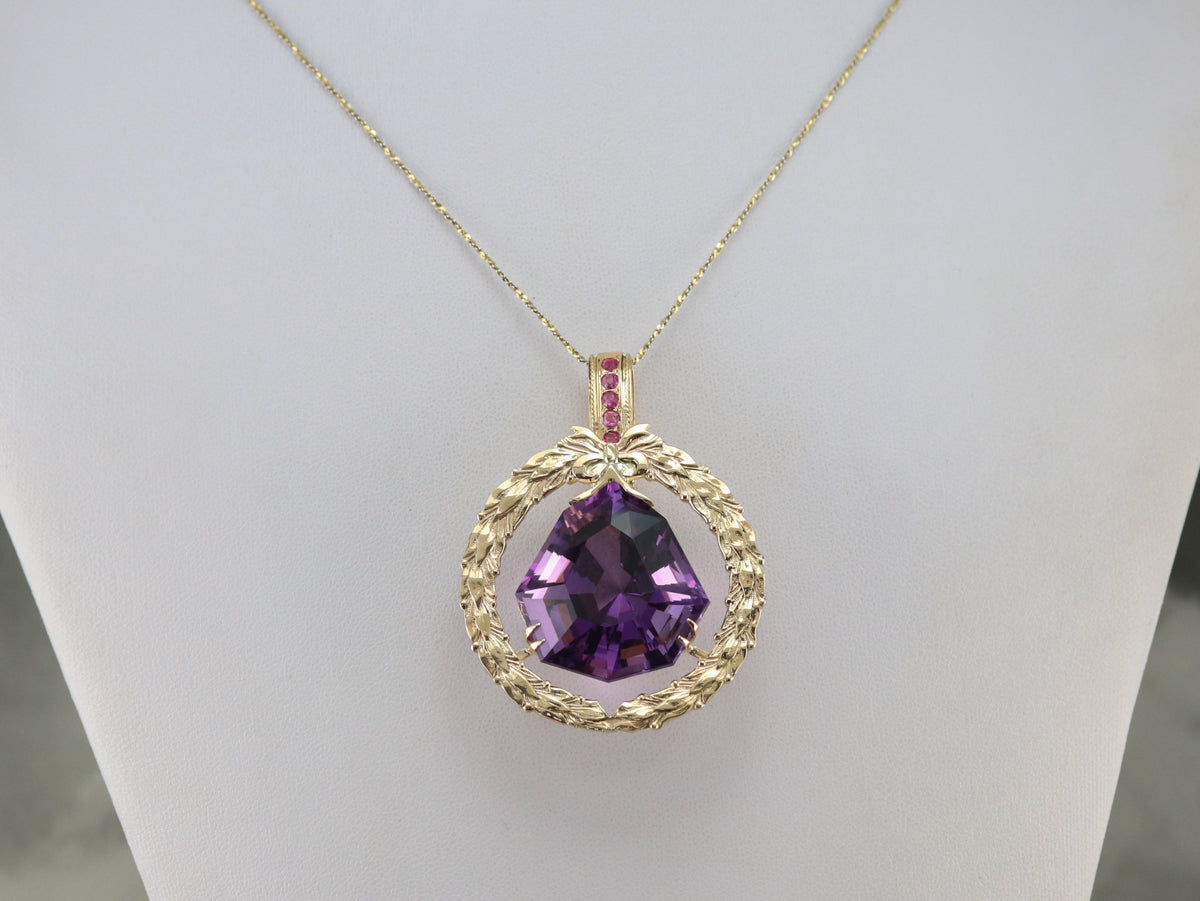 Amethyst and Ruby Statement Pendant