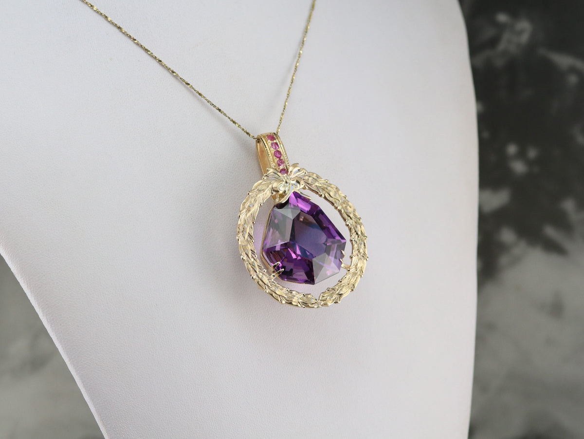 Amethyst and Ruby Statement Pendant