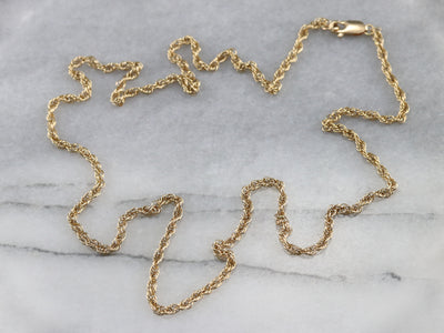 Long Gold Rope Twist Chain Necklace