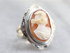 White Gold Cameo Cocktail Ring