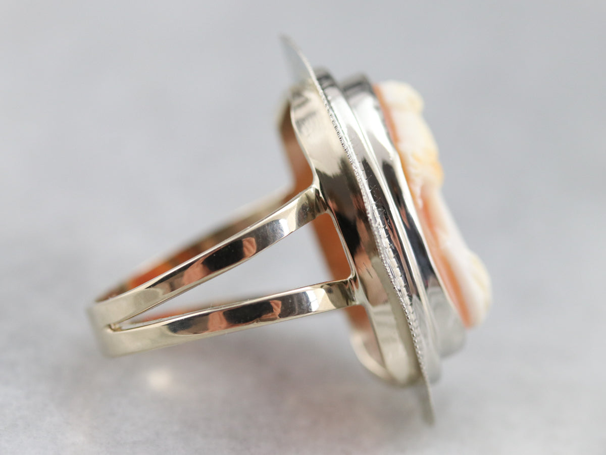 White Gold Cameo Cocktail Ring