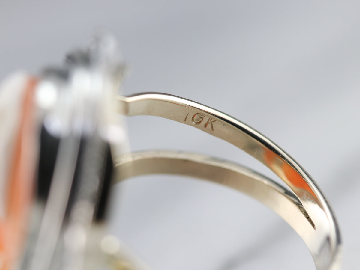 White Gold Cameo Cocktail Ring