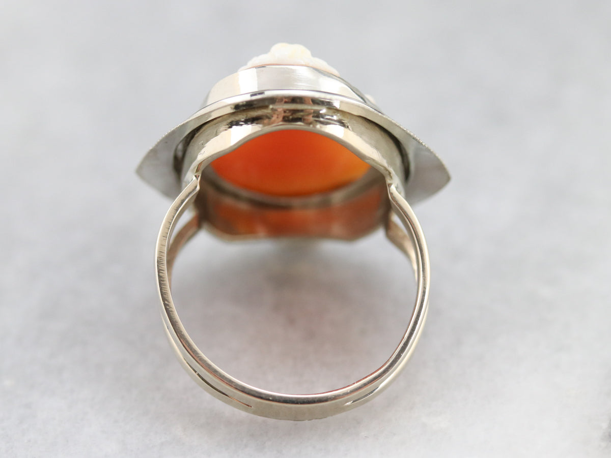 White Gold Cameo Cocktail Ring