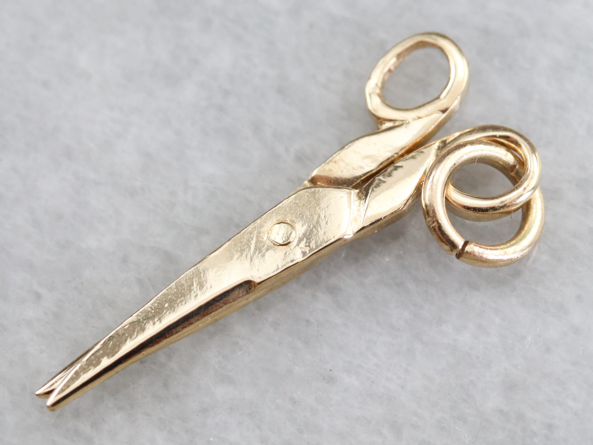 Gold Moveable Scissors Charm