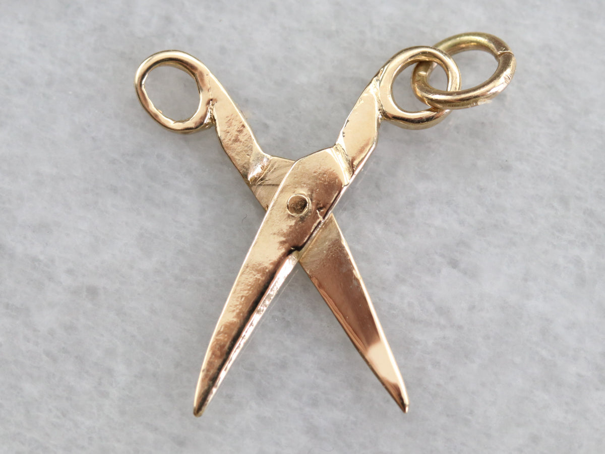 Gold Moveable Scissors Charm