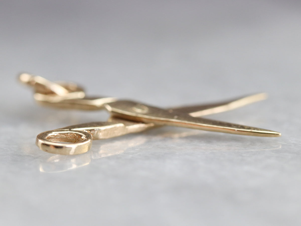 Gold Moveable Scissors Charm