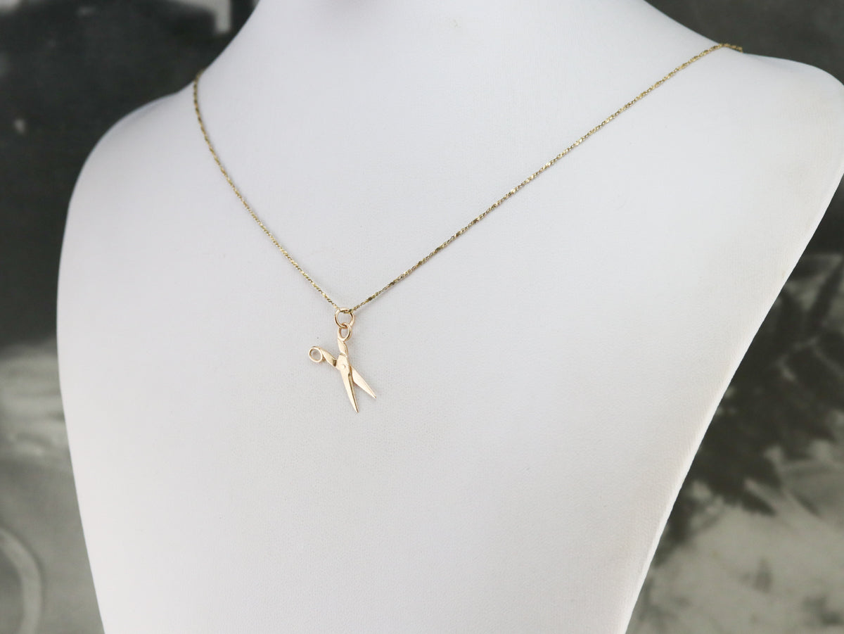 Gold Moveable Scissors Charm