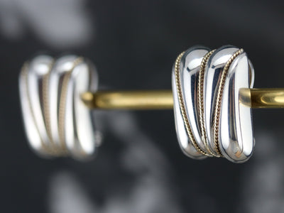Modernist Silver and Gold Earrings