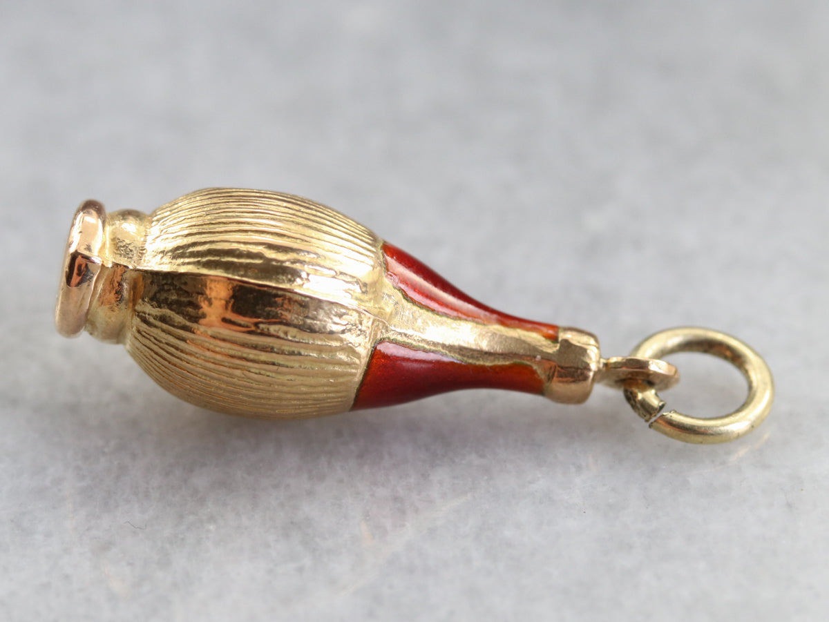 Dije de oro de botella de Chianti italiano