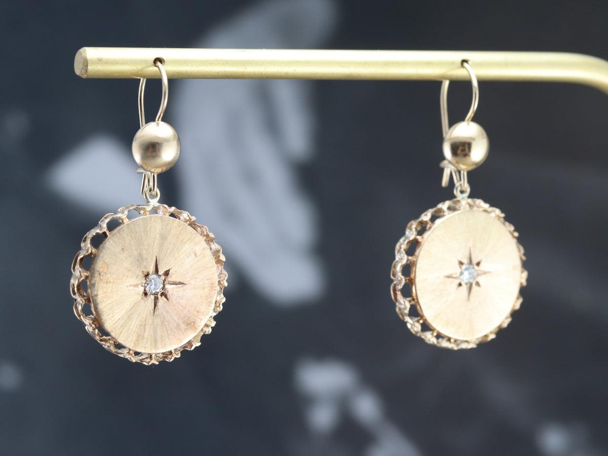 Pendientes victorianos con forma de estrella de diamantes
