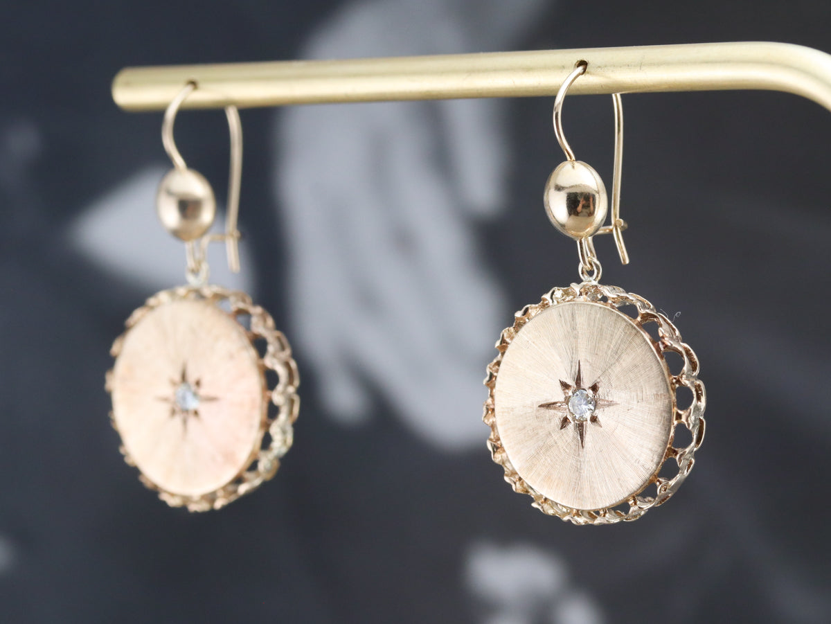 Pendientes victorianos con forma de estrella de diamantes