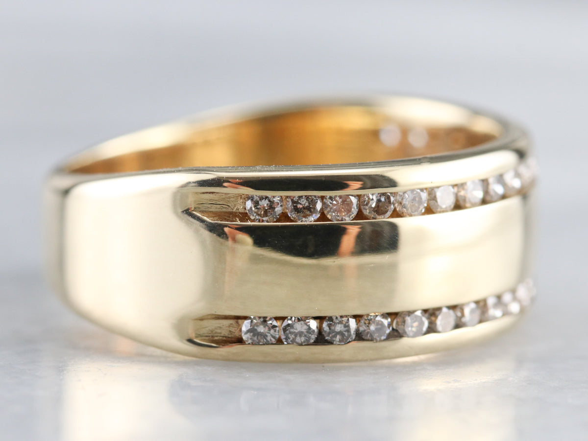 Banda de diamantes con engaste de canal de doble hilera