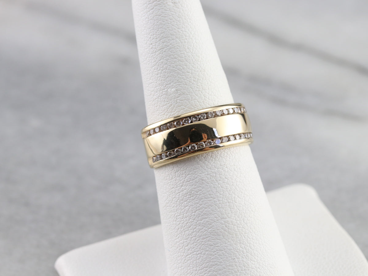 Banda de diamantes con engaste de canal de doble hilera