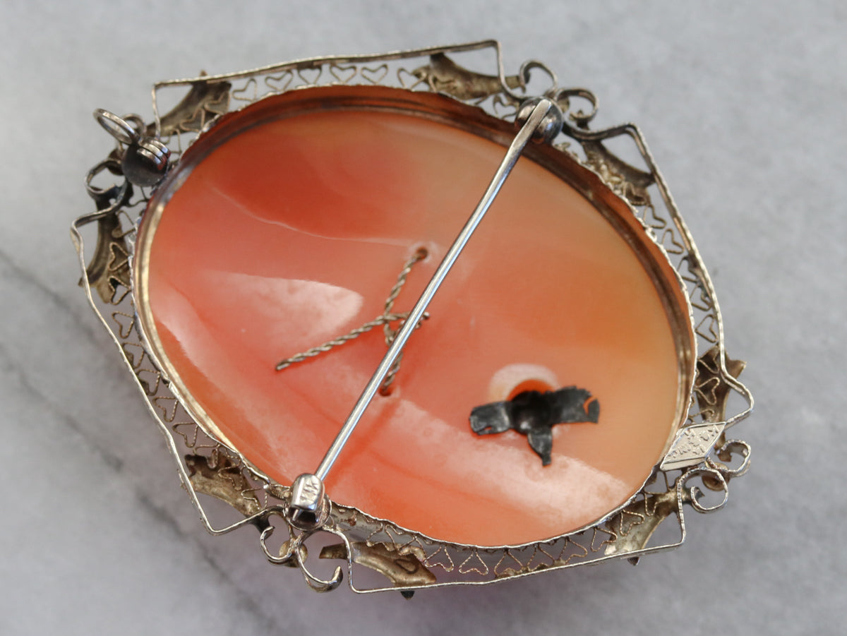 Vintage Diamond Cameo Brooch or Pendant