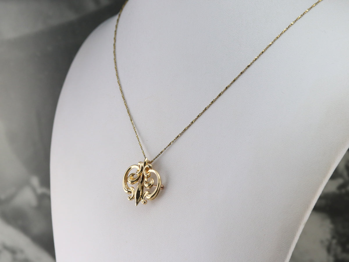 Vintage Fleur De Lis Watch Pin