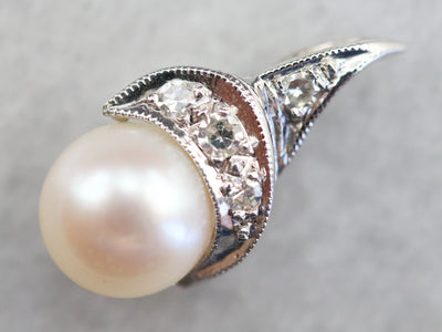 Sweet Cultured Pearl and Diamond Pendant