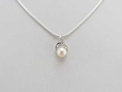 Sweet Cultured Pearl and Diamond Pendant