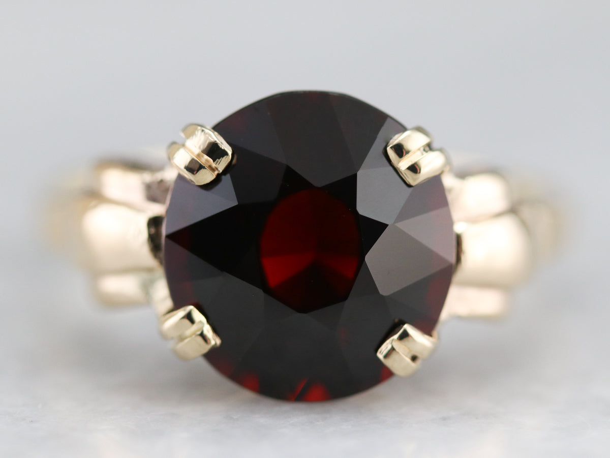 Retro Era Garnet Solitaire Ring