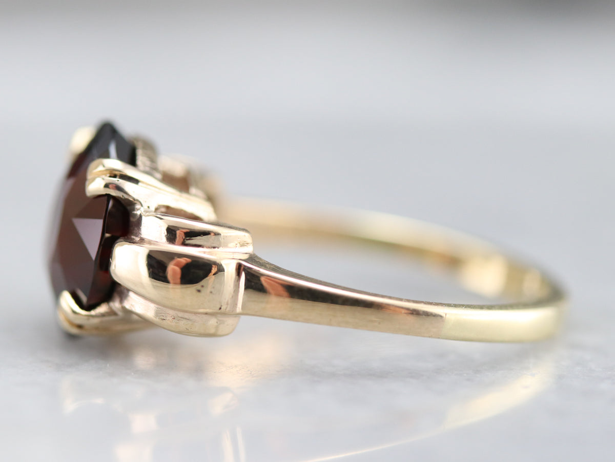 Retro Era Garnet Solitaire Ring