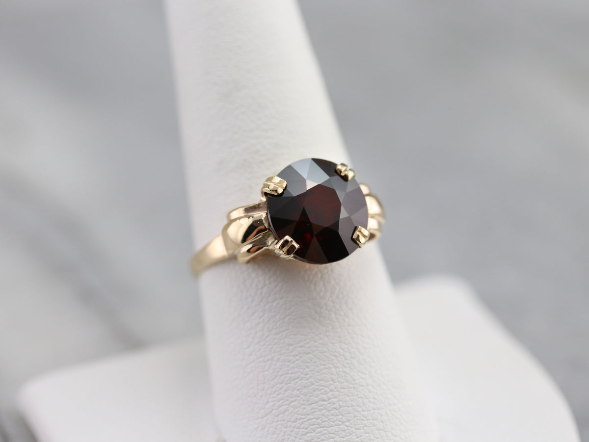 Retro Era Garnet Solitaire Ring