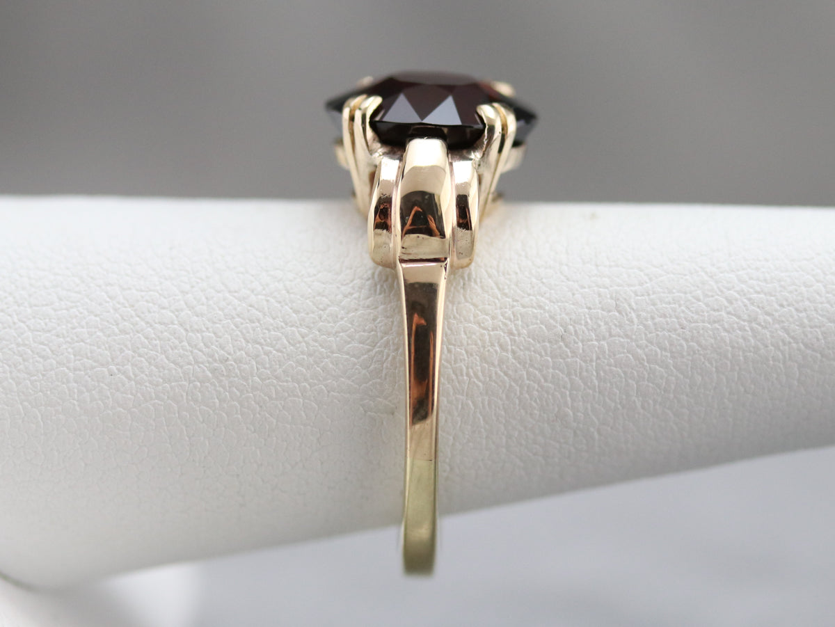 Retro Era Garnet Solitaire Ring