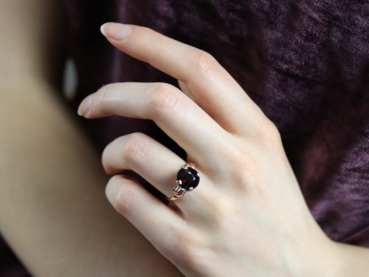 Retro Era Garnet Solitaire Ring