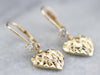 Gold Diamond Heart Drop Earrings