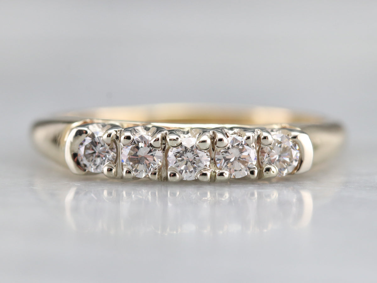 Five Diamond Two Toned Gold Band