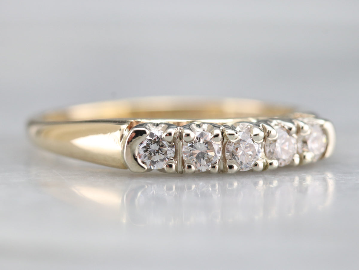 Five Diamond Two Toned Gold Band