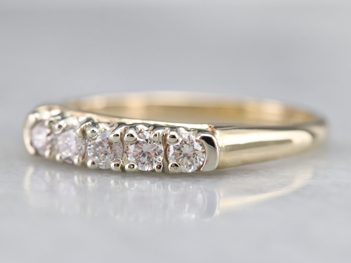 Five Diamond Two Toned Gold Band