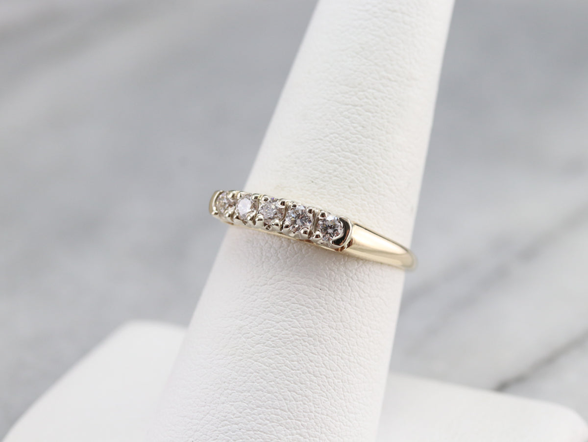 Five Diamond Two Toned Gold Band