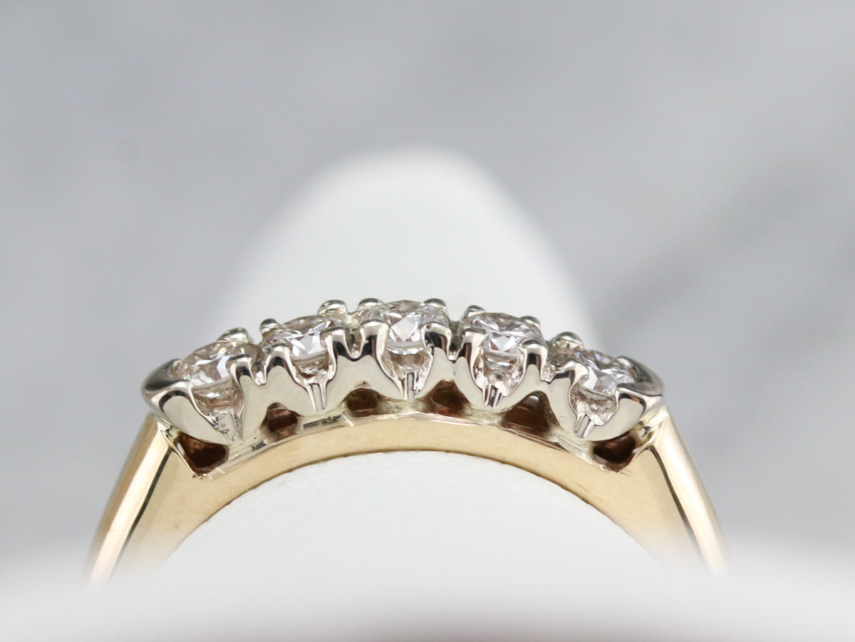 Five Diamond Two Toned Gold Band