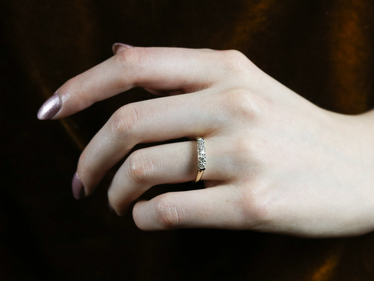 Five Diamond Two Toned Gold Band