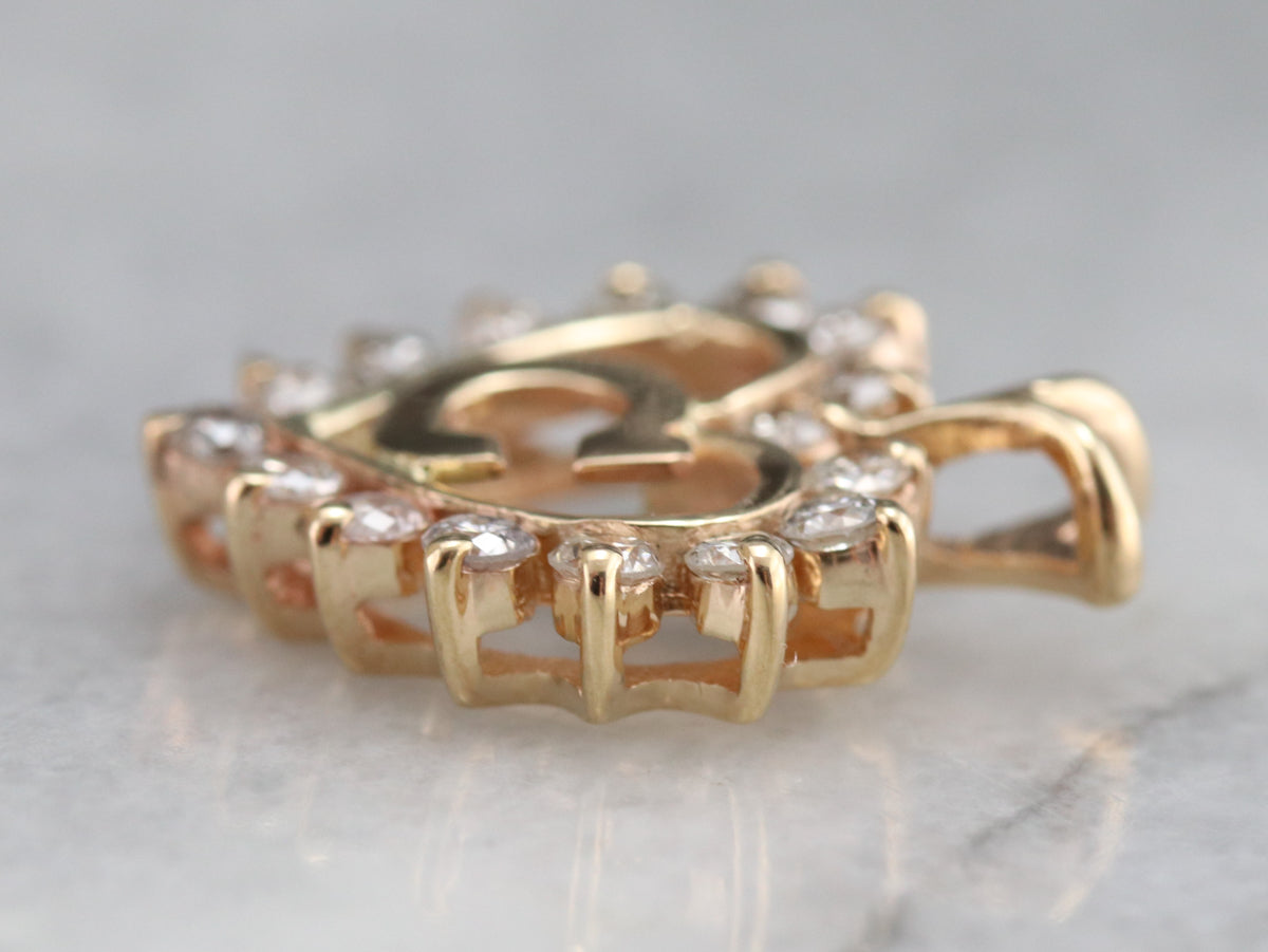 Diamond Halo "C" Initial Pendant