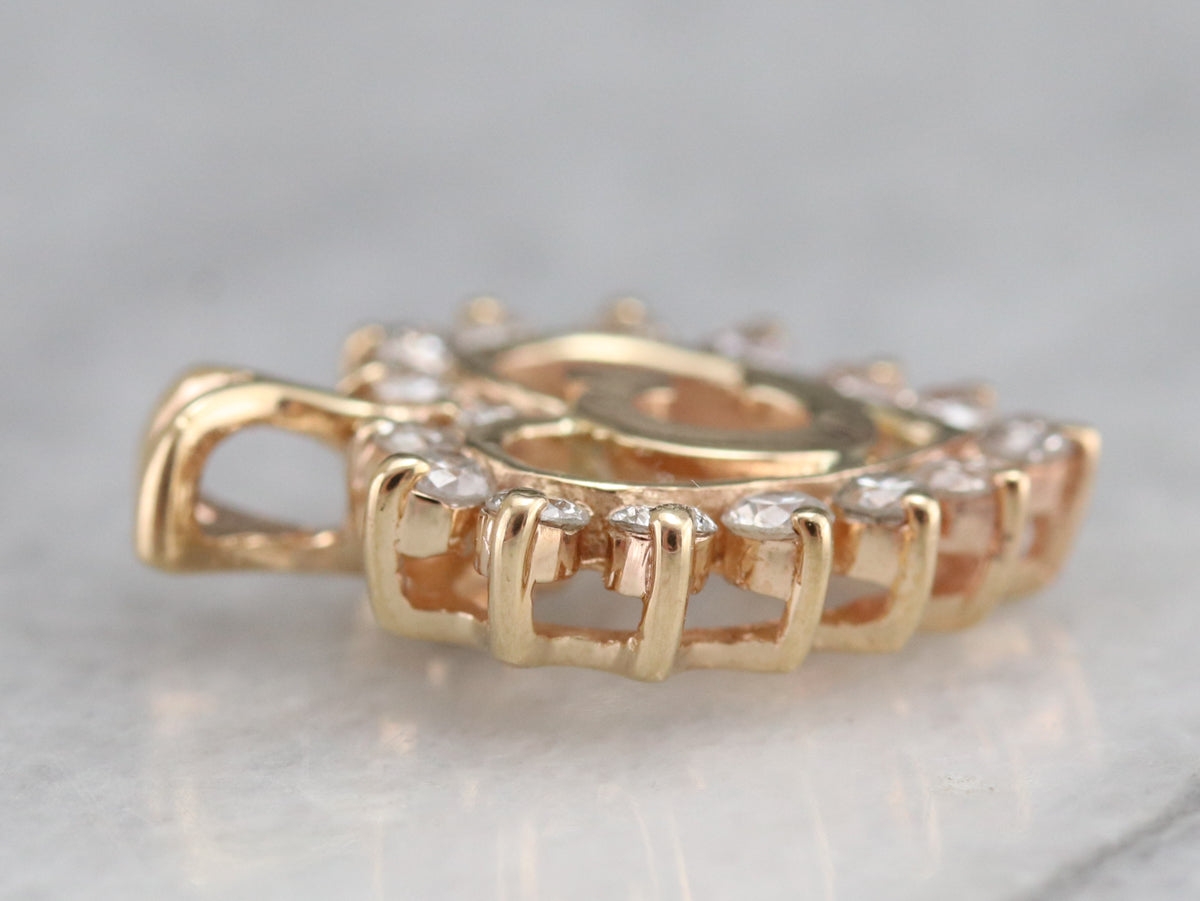 Diamond Halo "C" Initial Pendant