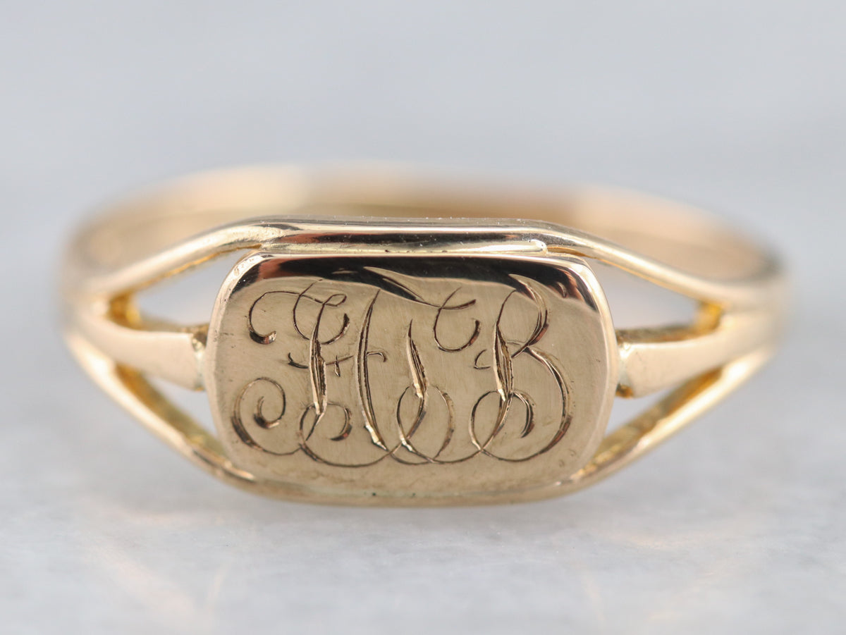 Ladies Gold "FTB" Monogrammed Signet
